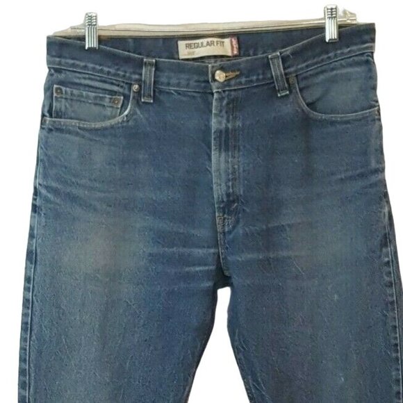 LEVIS 505 Mens Jeans Regular Straight Blue Denim Actual 36/35 Tag 36/36 - Picture 1 of 12
